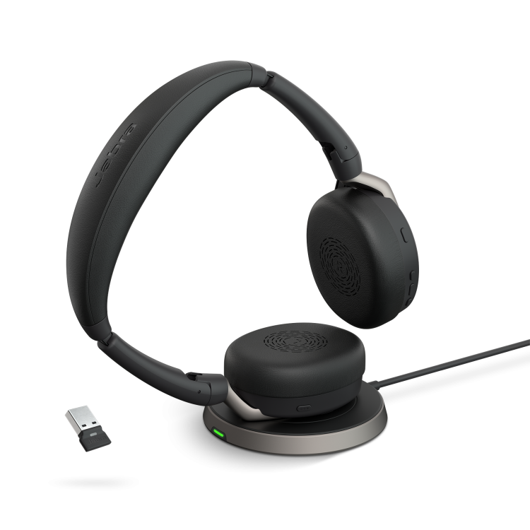 Jabra Evolve2 65 Flex Link 380 USB-A UC Stereo Headset and Wireless Charging Jabra Evolve2 65 Flex Link 380 USB-A UC Stereo Headset and Wireless Charging